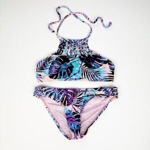 Hobie Girls Pink Tropical Print Bikini 12